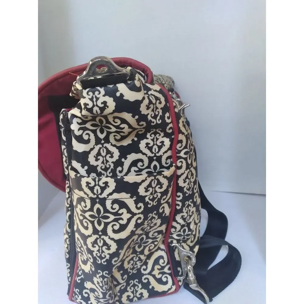 Petunia Pickle Bottom Backpack Diaper Bag Black Beige Red Accents‎